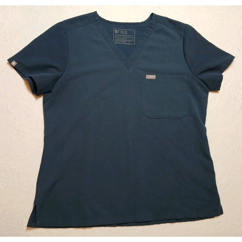 FIGS Technical Collection Navy Blue V-Neck Scrub Top Women's Size Small